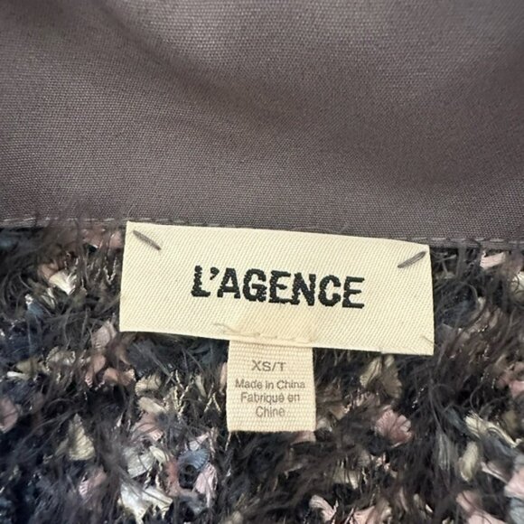 L’Agence Azure Blazer Grey Multi XS Fuzzy Fringe Open Cardigan Buttons Luxury - Picture 12 of 16